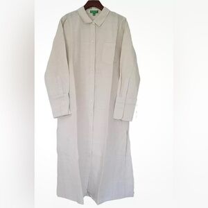 NWT JCrew Womens L/S Linen Button Up Beach Shirt Maxi BP237 Flax $118 Retail